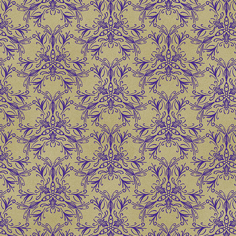 Cotton Quilting Fabric Swarm Purple/Chino Ground Works 44/45