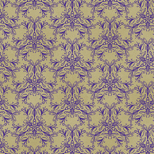 Cotton Quilting Fabric Swarm Purple/Chino Ground Works 44/45