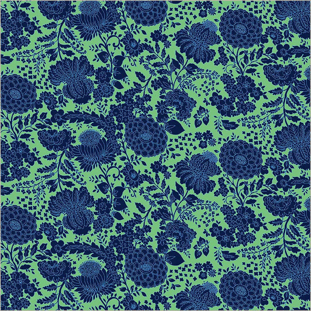 Cotton Print Sweet Talk Kim Sea Green Fabric