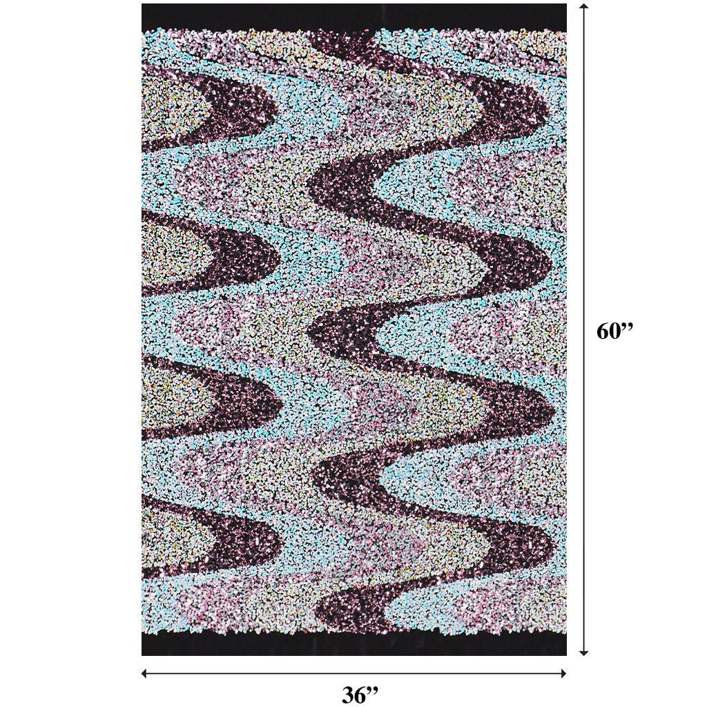Swell Stretch Velvet Sequin Polyester Velvet Spandex Fabric - Blue, Embroidered Sequins, 60" Cut Width, 46/47" Usable Width (1 Yard)