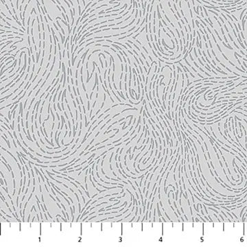 Cotton Swirl Gray Pigment Dewfall Fabric 44/45"