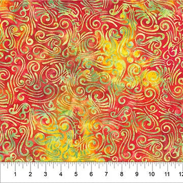 Cotton Wideback Fabric Swirls II Red and Yellow 108"