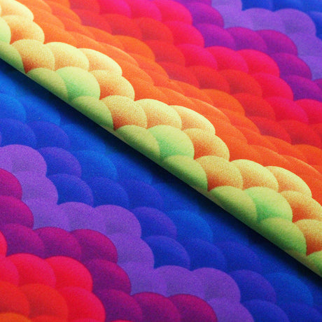 Synthetic Skin Nylon Spandex Fabric - Multi, Rainbow Circle Pattern, Foil Option, 58/60" Width (1 Yard)