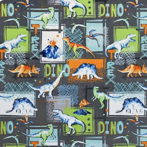 Cuddle Fabric T-Rex Digital Graphite by the Yard