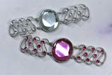 Rhinestone Applique Connector Pink Silver