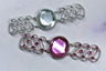 Rhinestone Applique Connector Pink Silver