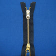 Brass 2-Way Separating Jacket Zipper Fabric - Black, Gray, Navy, Olive, Tan, White, #5 Teeth, 27"-30" Length