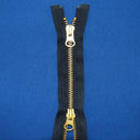 Brass 2-Way Separating Jacket Zipper Fabric - Black, Gray, Navy, Olive, Tan, White, #5 Teeth, 27"-30" Length