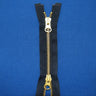 Brass 2-Way Separating Jacket Zipper Fabric - Black, Gray, Navy, Olive, Tan, White, #5 Teeth, 27"-30" Length
