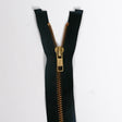 #5 Brass 2-Way Separating Jacket Zipper Fabric - Black With Brass Teeth, 36" Length