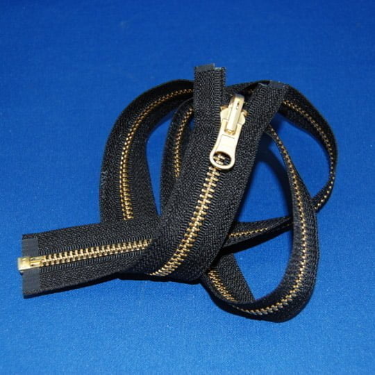 #5 Brass Reversible Separating Jacket Zippers - Brass Zipper Fabric - Black, Gray, Navy, Tan, 30"