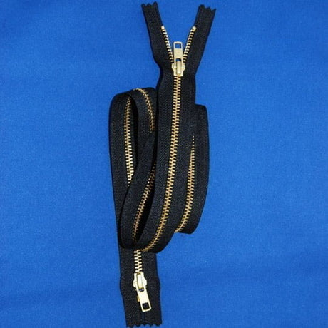Brass 2-Way Closed Bottom Zipper Fabric - Beige, Black, Navy, 27" Width, 30" Width