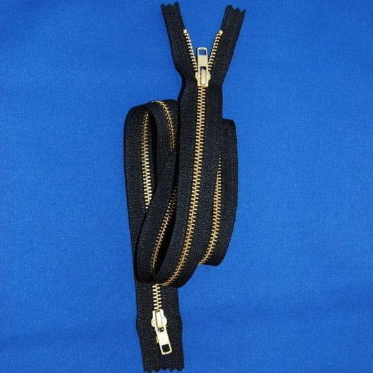 Brass 2-Way Closed Bottom Zipper Fabric - Beige, Black, Navy, 27" Width, 30" Width