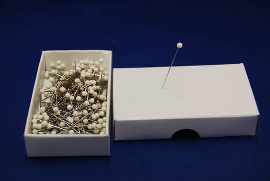 Florist White Head Pins Steel Fabric - White Head, 1 1/4", 1 1/2", 1 5/8"