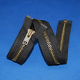 #10 Antique Brass Separating Zipper Fabric - Black, Antique Brass Teeth, 24" | 30"