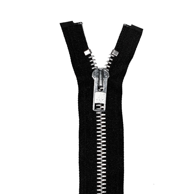 YKK Aluminum Separating Jacket Zipper Fabric - Black, Navy, #10 Teeth, 24", 28", 36"
