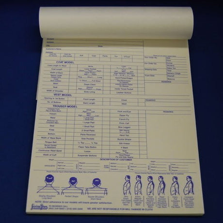 Tailor's Measurement & Alteration Book - Notions Fabric (8 1/4" X 10 1/2")