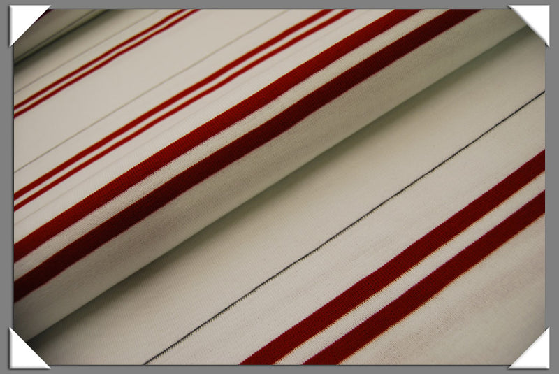 Rib Knit Stripes Acrylic Knit Ribbing Fabric - Black With White Stripe, Navy With White Stripes, White With Black Stripes, White With Red Stripes, 50" Width