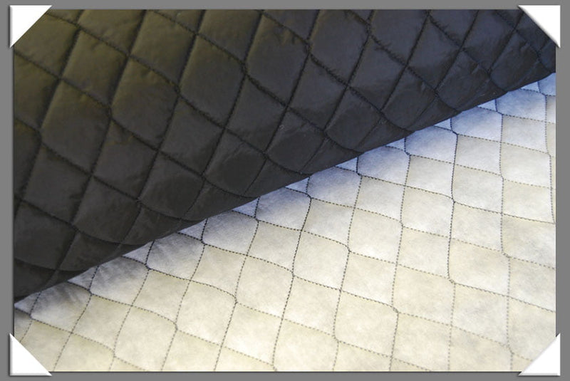 Quilted Winter Lining Nylon Fabric - Black, White, 60" Width