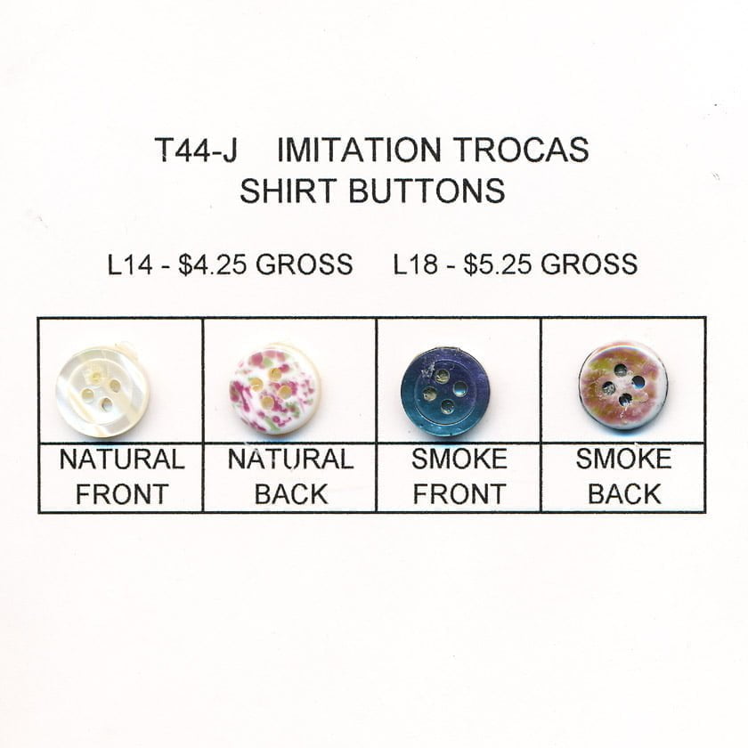 Imitation Trocas Shirt Buttons - Imitation Trocas Fabric, Natural/Smoke, Ligne 14/Ligne 18