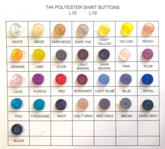 Shirt/Blouse Polyester Buttons - Polyester Fabric, Beige, L15, L19