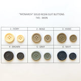 Monarch Solid Resin Suit Buttons - Resin Fabric, Beige/Brown/Gray/Ivory/Khaki/Navy, Solid, L24/L32