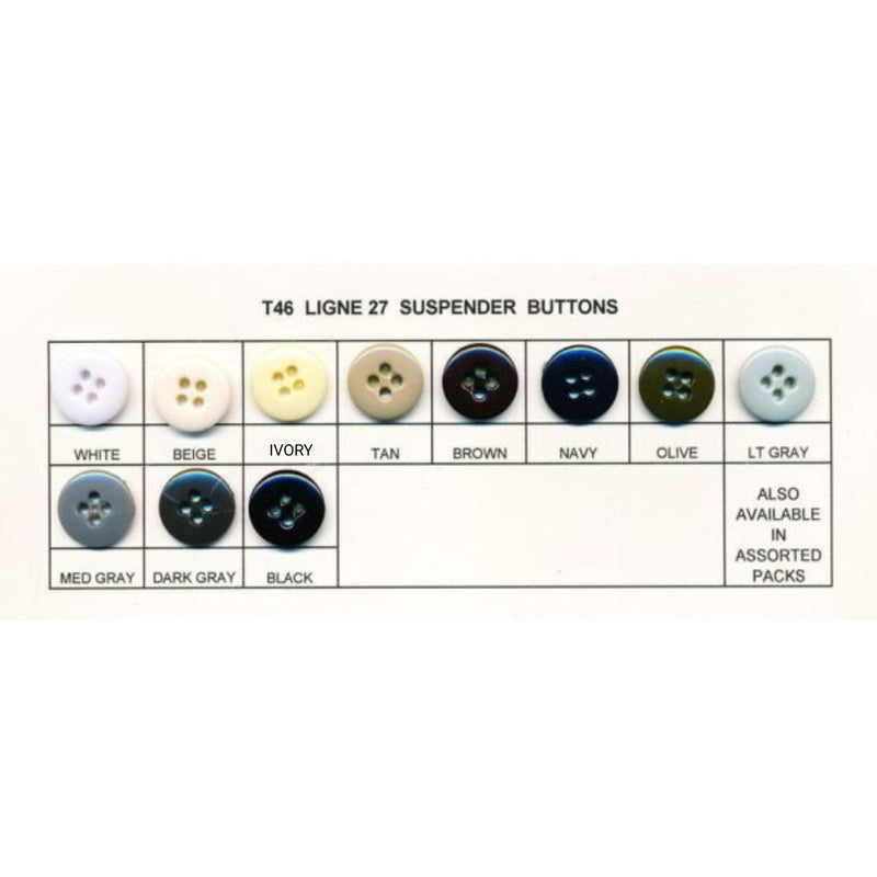 Pant Suspender Buttons Ligne 27 Buttons Fabric - Assorted Colors, L27