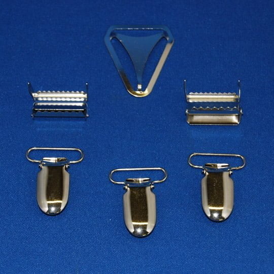 Suspender Set Metal Tuxedo Supply - Silver, Leg Adjuster