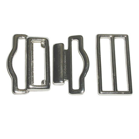 Cummerbund Buckles Fabric - Black, Nickel, 1 1/4" Width