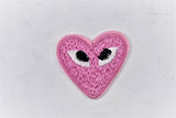 Embroidered Heart Patch with Eyes