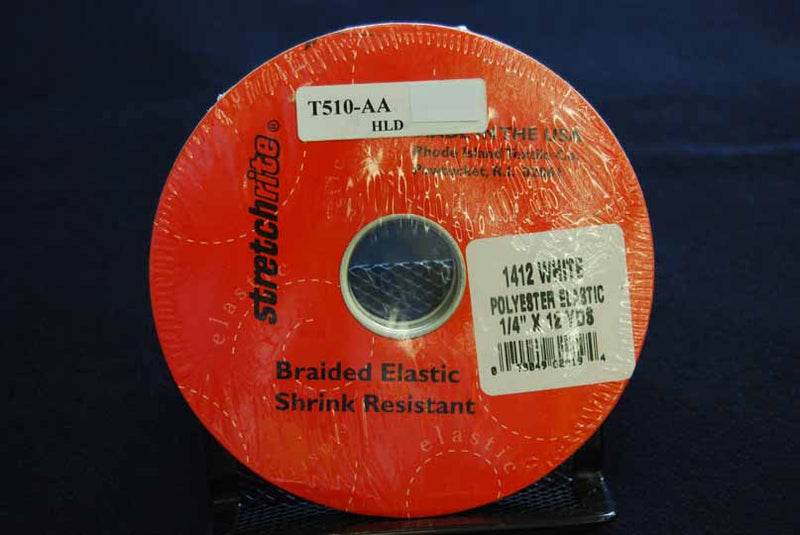 Black Polyester Braided Elastic - Black Braided Elastic, 1/4" Width