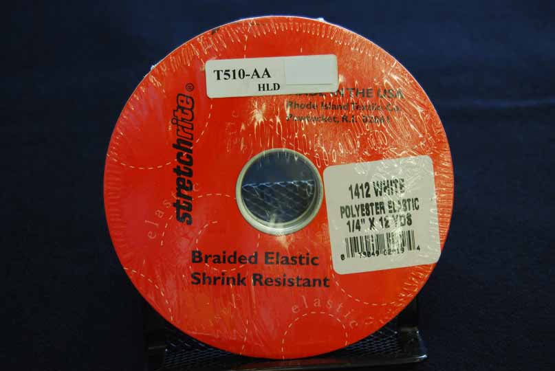 Black Polyester Braided Elastic - Black Braided Elastic, 1/4" Width