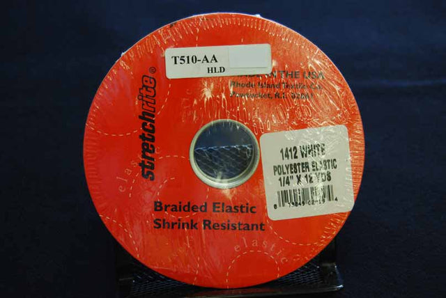 Black Polyester Braided Elastic - Black Braided Elastic, 1/4" Width