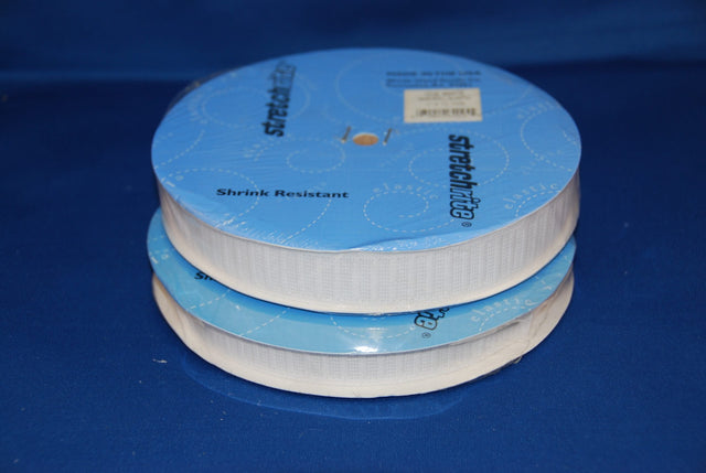 White Polyester Braided Elastic Fabric - White Braided Elastic, 1/4" Width