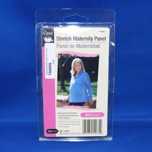 Stretch Maternity Panel Polyester Fabric - Black, 24" X 9.5"