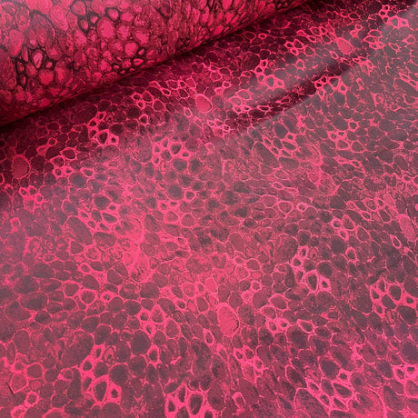 Red Reptile Lining Rayon Blend Fabric - Red Reptile Pattern