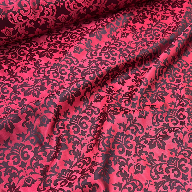 Red Fleur-De-Lis Rayon Blend Fabric - Red Fleur-De-Lis Pattern