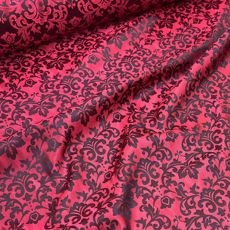 Red Fleur-De-Lis Rayon Blend Fabric - Red Fleur-De-Lis Pattern