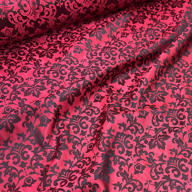 Red Fleur-De-Lis Rayon Blend Fabric - Red Fleur-De-Lis Pattern