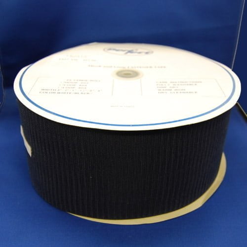 Sew-In Hook & Loop Nylon Fabric - Navy, 4" Wide (25 Yard Roll Hook + 25 Yard Roll Loop)