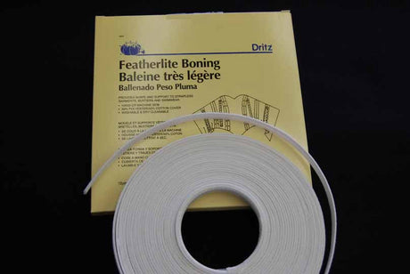 Featherlite Boning Polyester Fabric - Black, White, 3/8" Width
