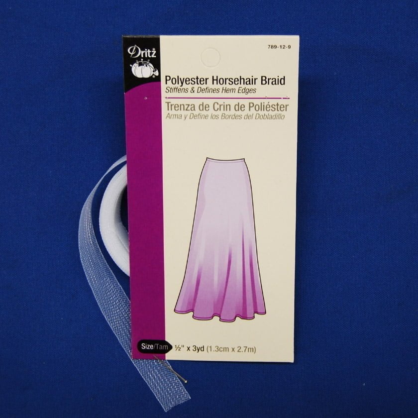 Polyester Horsehair Braid Fabric - Stiffening Support, White, 1/2" X 3 Yards