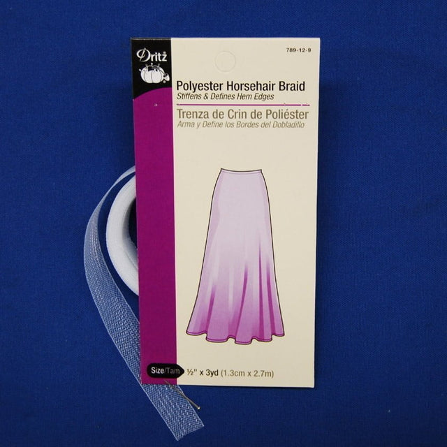 Polyester Horsehair Braid Fabric - Stiffening Support, White, 1/2" X 3 Yards