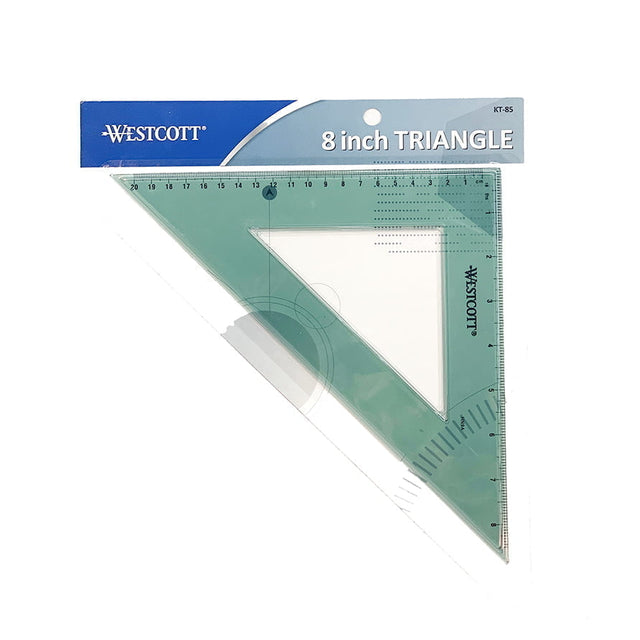 8 Inch Triangle Ruler - 45º/90º, Inch And Metric Calibrations, Beveled Edge