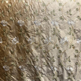 Tamil Floral Embroidered Silk Fabric - Bronze, Champagne, Cream, Khaki, Rose, Sandlwood, Turquoise, Wheat, 54" Width (1 Yard)