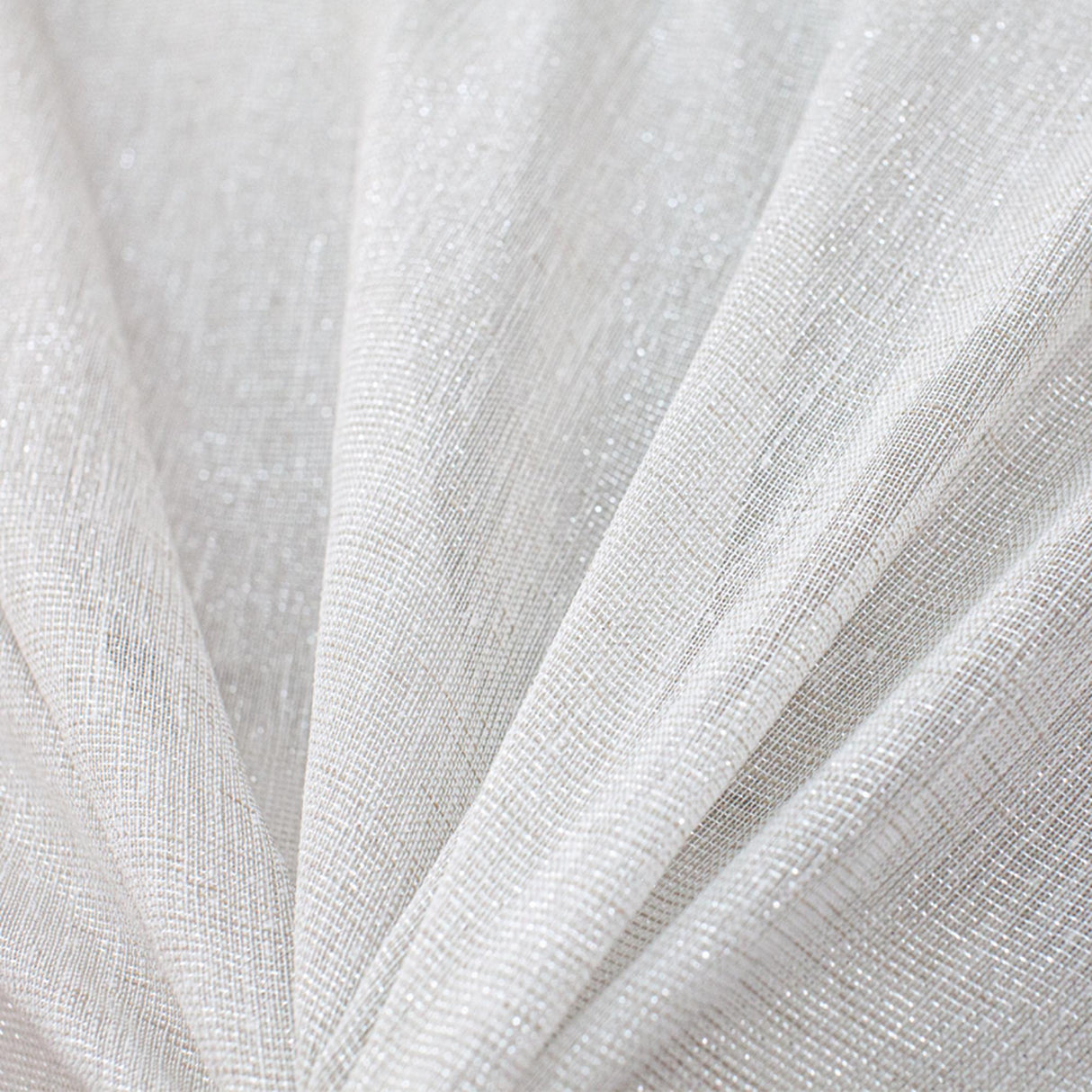 Tavern Fabric Polyester Fabric - Solid Metallic Sheer, Flax, 110" Width