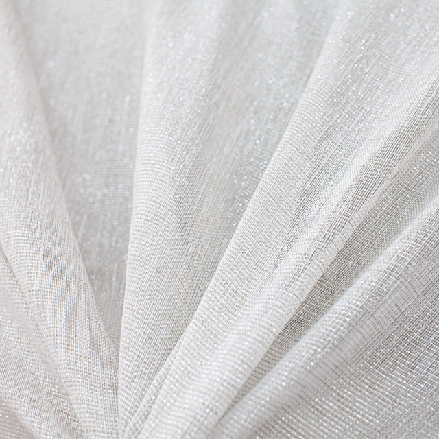 Tavern Fabric Polyester Fabric - Solid Metallic Sheer, Flax, 110" Width
