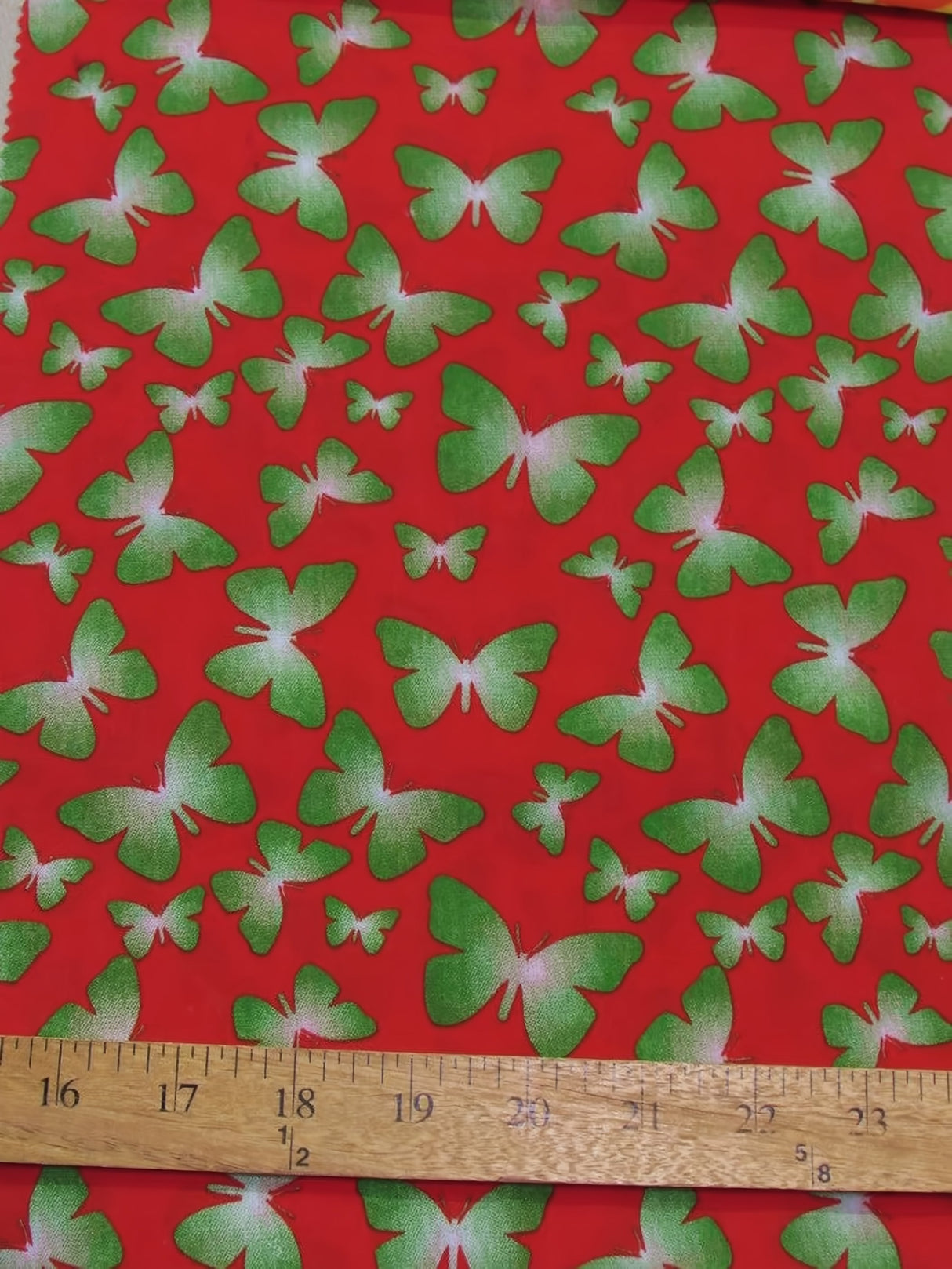 Butterflies Red Cotton Polyester Fabric by the Yard