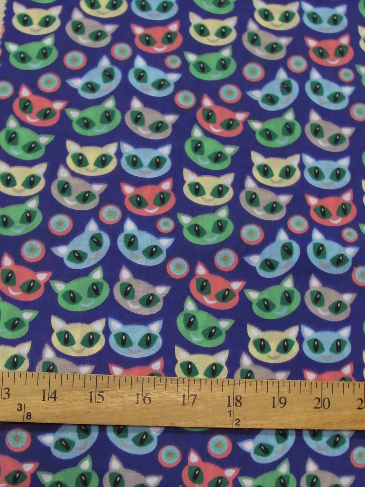 Halloween Cats Purple Poly Cotton Fabric by the Yard