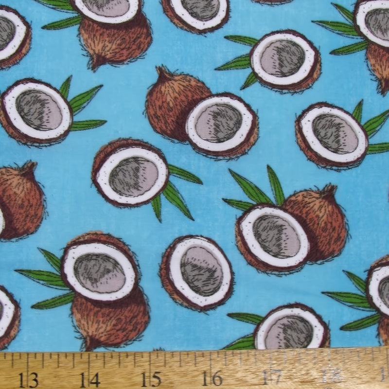Cotton Polyester Fabric Coconut Turquoise by the Yard